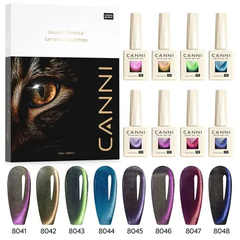 [13031Fk] CANNI Cat Eye Gel Polish 8 Colors Set - Starry Sky Miracle 